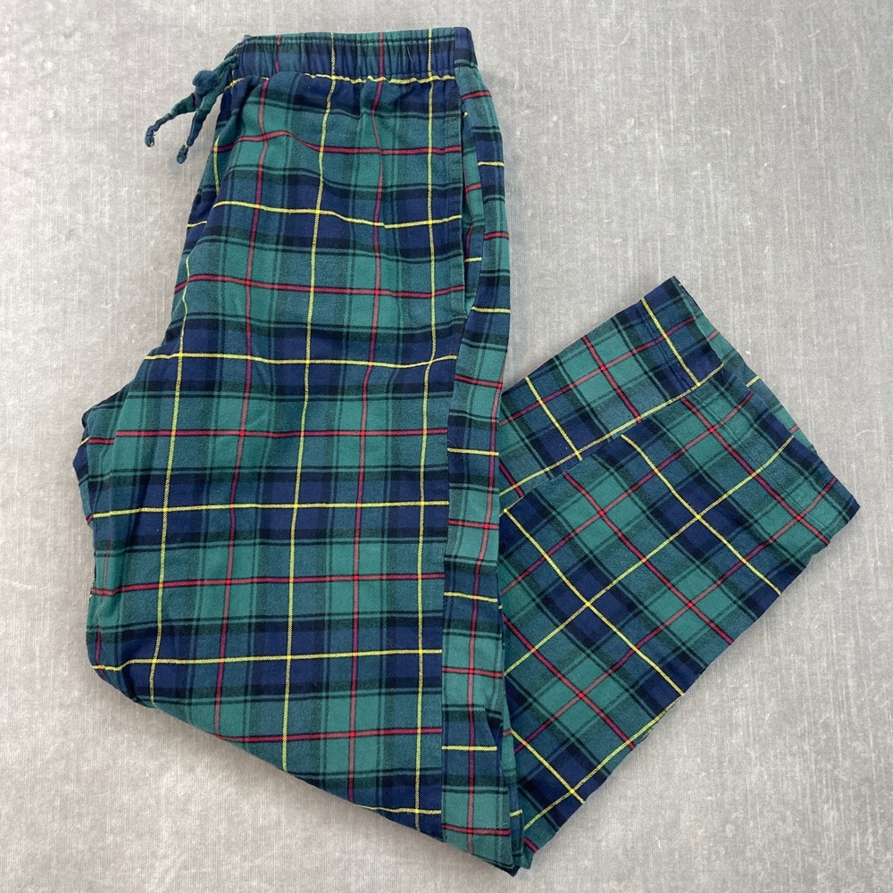 GapBody Men's Small Green Blue Red Yellow Plaid Flannel Pajama Pants Drawstring‎